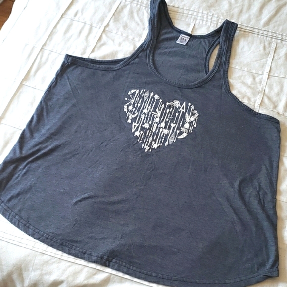 🌷SAUNTERVILLE - Heather Navy Arrow Heart Racetrack Tank - 2XL - Picture 4 of 6
